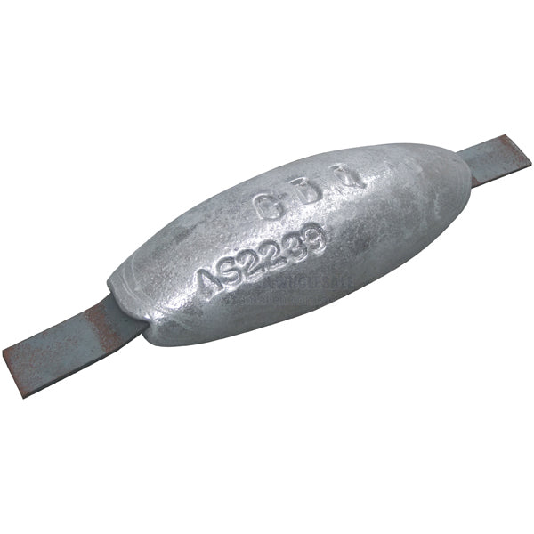Anode alloy block elliptical with strap 210 x 75 x 40mm