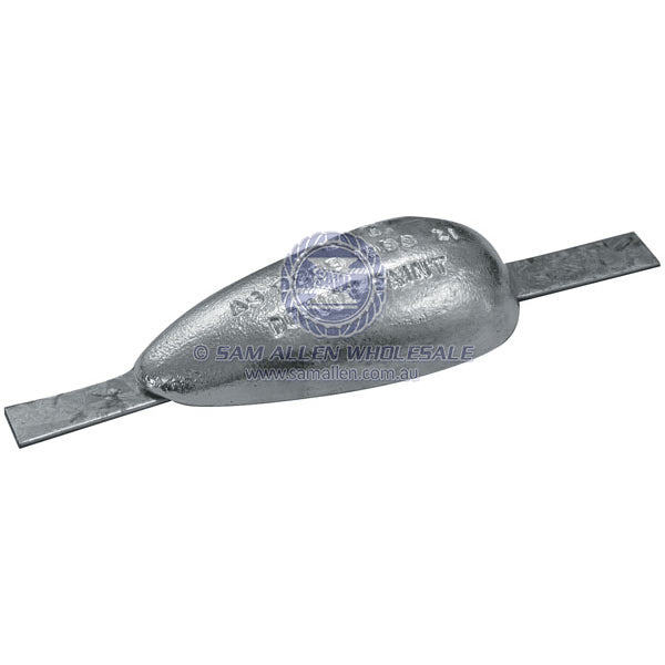 Anode zinc block teardrop with strap 160 x 80 x 35mm
