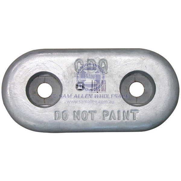 Anode zinc block oval bolt-on 250 x 125 x 40mm 110mm centres
