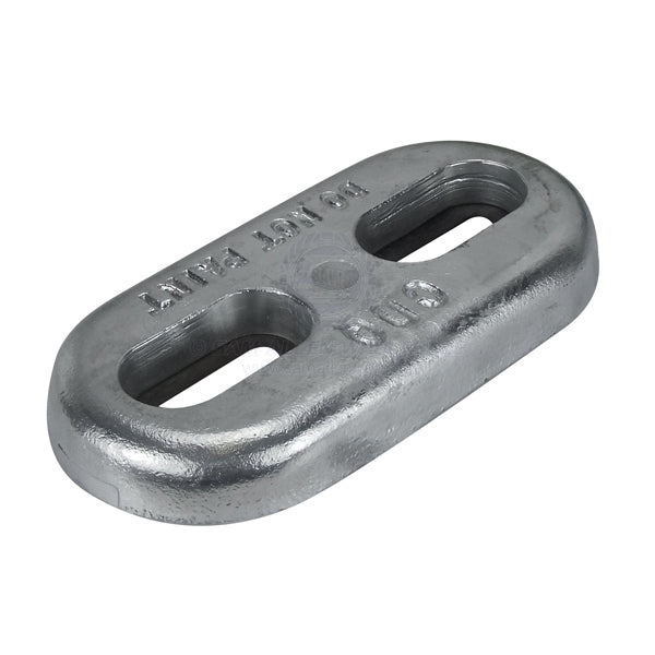 Anode zinc block oval slotted bolt-on 300 x 150 x 38mm