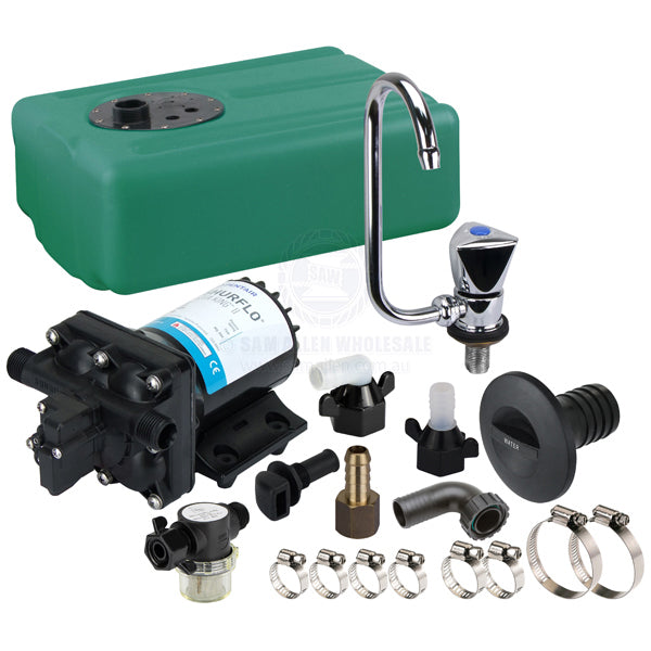 Fresh water kit 39l tank, 7.6 l/min 12v AquaKing & CPB faucet | Sam Allen