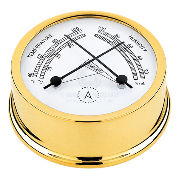 Thermometer/hygrometer Autonautic Atlantic 95mm base gold brass
