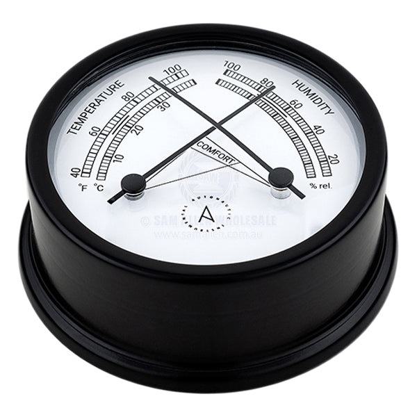 Thermometer/hygrometer Autonautic Atlantic 95mm base black aluminium