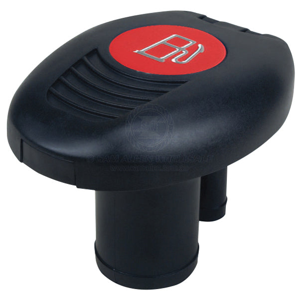 Deck filler Perko plastic vented straight 1-1/2 ID marked fuel black | Sam Allen
