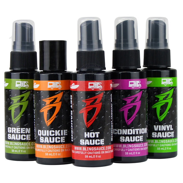 Bling Sauce sample set of 5 x 60ml Hot-Vinyl-Green-Condition-Quickie