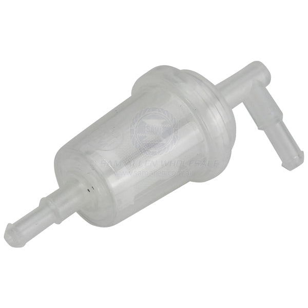 Fuel filter in-line with straight & 90° elbow tails suit 6/8mm ID | Sam Allen