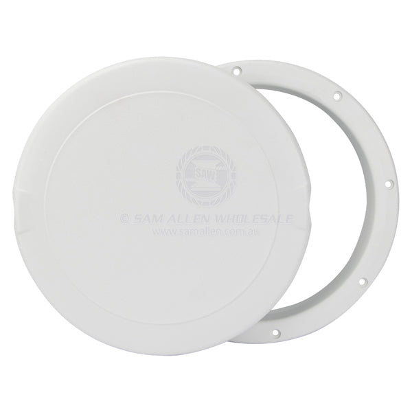 Hatch access Jim Black white Saralon plastic 254mm diam | Sam Allen