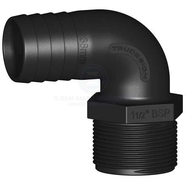 Hose tail Trudesign black 90° elbow 1-1/2 BSPM x 1-1/2 | Sam Allen