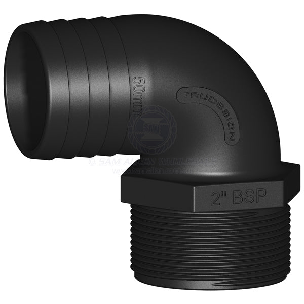 Hose tail Trudesign black 90° elbow 2 BSPM x 2 | Sam Allen