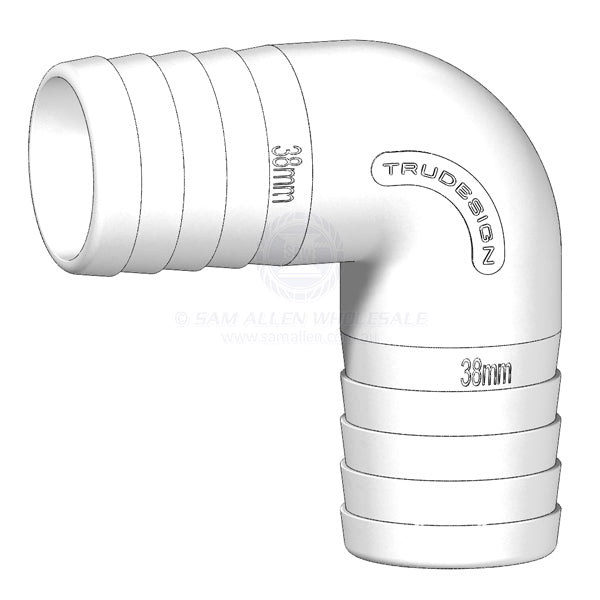 Hose joiner Trudesign white 90° elbow 1-1/2 x 1-1/2 | Sam Allen