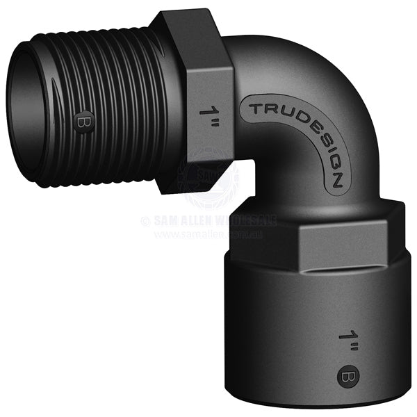 Coupling Trudesign black 90° elbow 1 BSPF x 1 BSPM