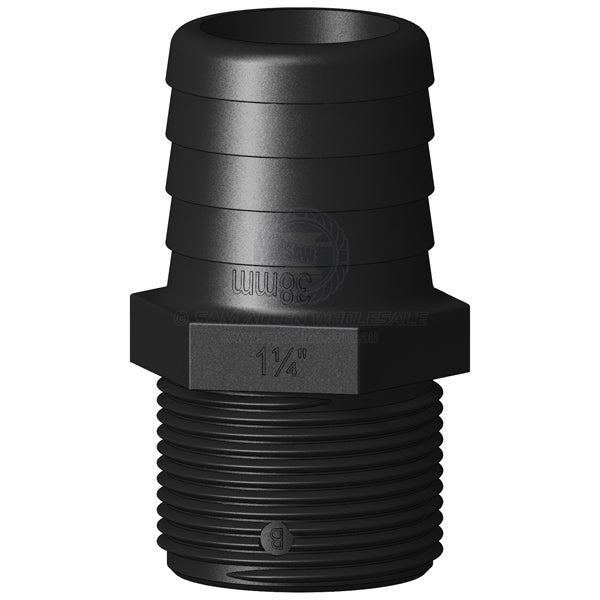 Hose tail Trudesign black straight 1-1/4 BSPM x 1-1/2 | Sam Allen