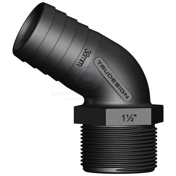Hose tail Trudesign black 120° elbow 1-1/2 BSPM x 1-1/2 | Sam Allen
