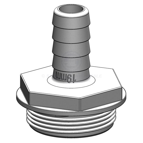 Hose tail Trudesign white Aquavalve straight 3/4 | Sam Allen