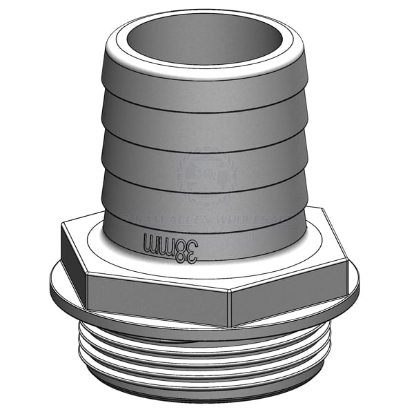 Hose tail Trudesign white Aquavalve straight 1-1/2 | Sam Allen