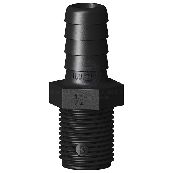 Hose tail Trudesign black straight 1/2 BSPM x 5/8 | Sam Allen