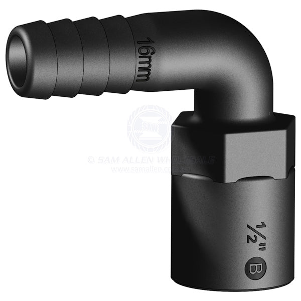 Hose tail Trudesign black 90° elbow 1/2 BSPF x 5/8 | Sam Allen