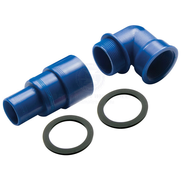 Tank inlet fuel/waste resist 90° 1-1/2 BSPF x 38/50/60mm ID stepped | Sam Allen