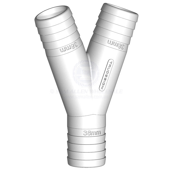 Hose joiner Trudesign white Y equal 1-1/2 x 1-1/2 x 1-1/2 | Sam Allen