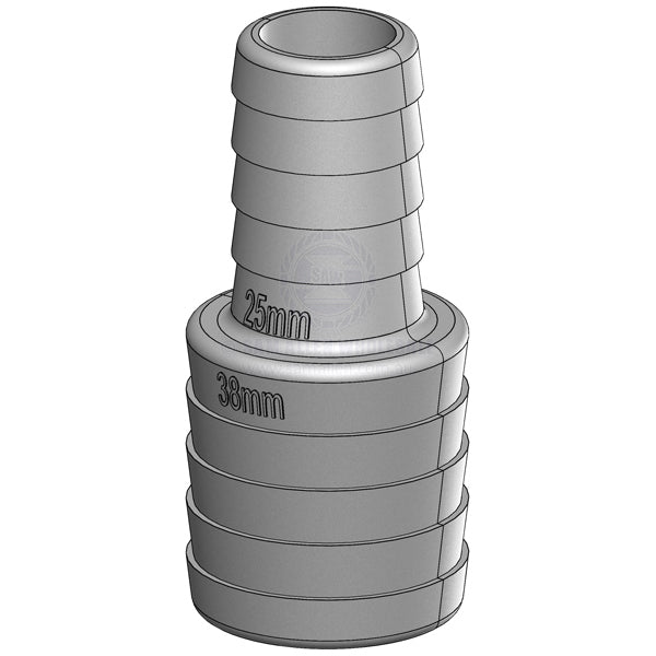 Hose joiner Trudesign white straight 1 x 1-1/2 | Sam Allen