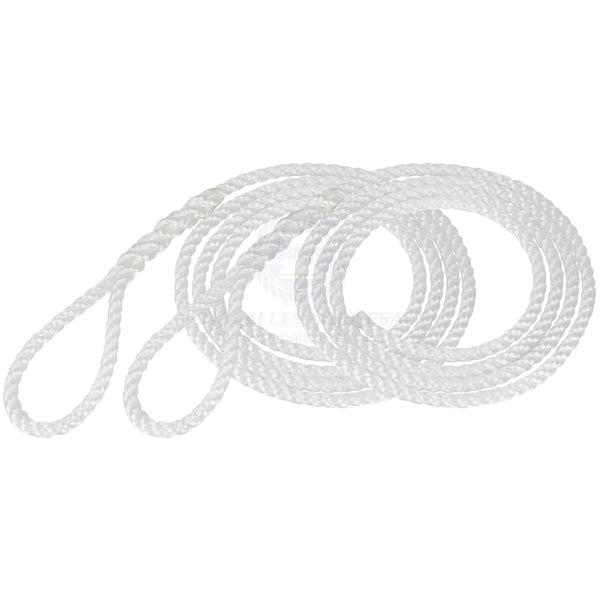Fender lines polyethylene silver 3 strand 8mm x 2m with eye pair | Sam Allen