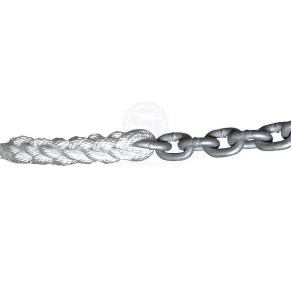 Anchor warp kit 14mm x 100m 3 str nylon - 8mm x 10m gal SL chain