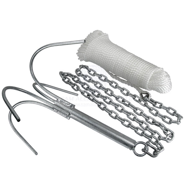 Anchor kit reef 12mm 5 prong inc 2m gal chain & 10mm x 50m silver rope