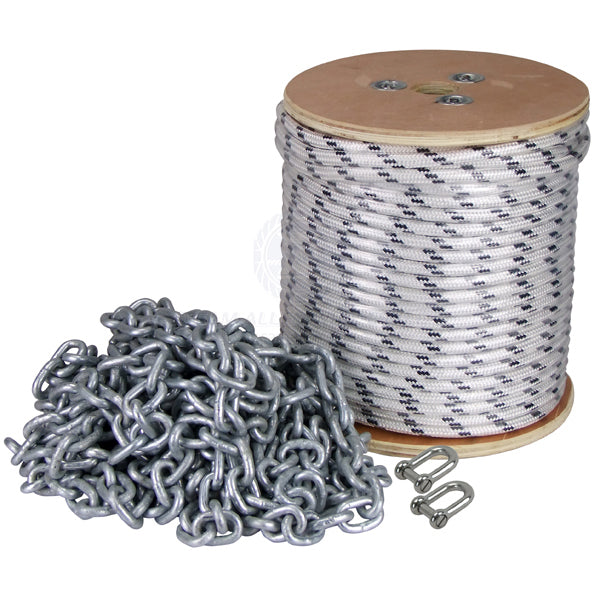 Anchor warp kit incl 8m x 6mm gal SL chain & 75m x 8mm braided rope | Sam Allen
