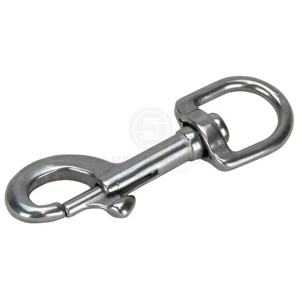 Hook 316G cast SS snap bolt swivel eye 93mm overall