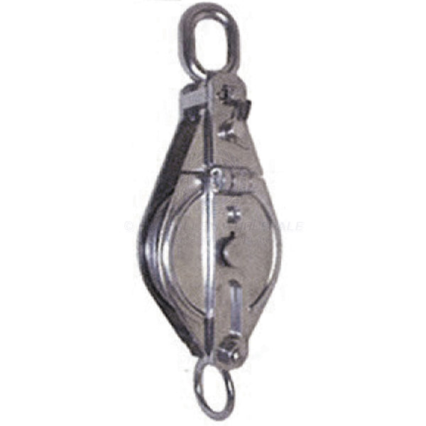 Pulley 316G SS single snatch swivel eye top 100mm x 18mm sheave