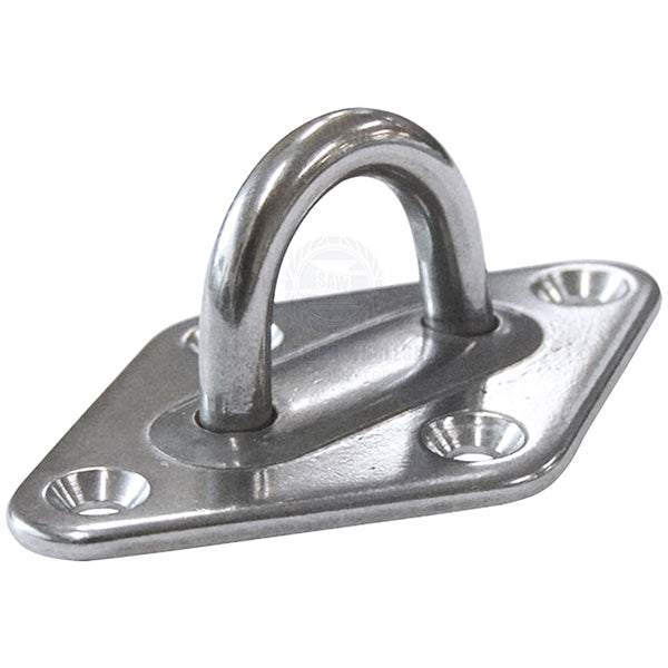 Pad eye 316G stamped SS diamond base 64 x 40mm x 6mm diam loop