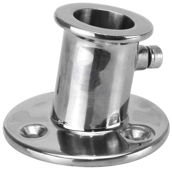 Flag pole base 316G SS surface mount angled suit 1 - 25.4mm OD | Sam Allen