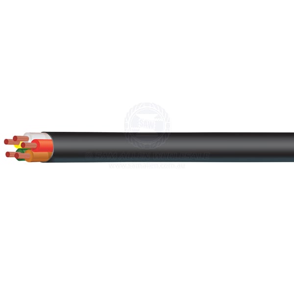 Cable trailer light copper 5 core outer black sheath 4mm x 30m roll | Sam Allen