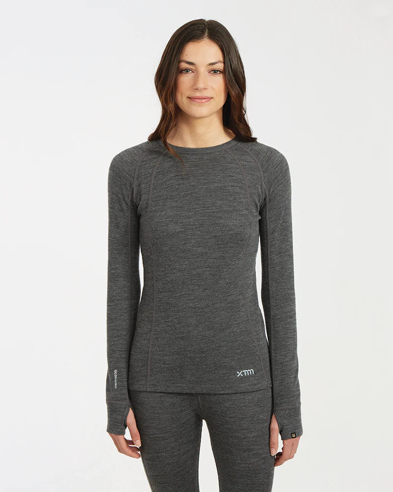 XTM Ladies Merino 230 Wool Thermal Long Sleeve Top- Grey