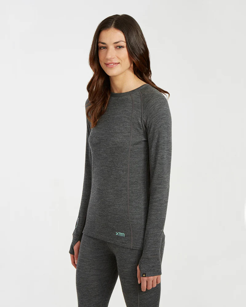XTM Ladies Merino 230 Wool Thermal Long Sleeve Top- Grey