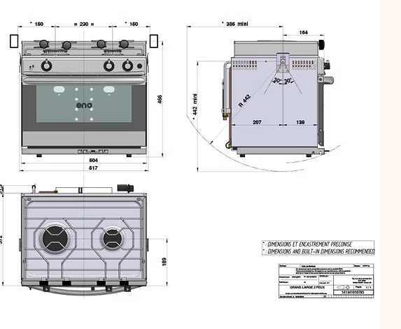 Eno Grand Large 2 Burner S/S oven with Grill