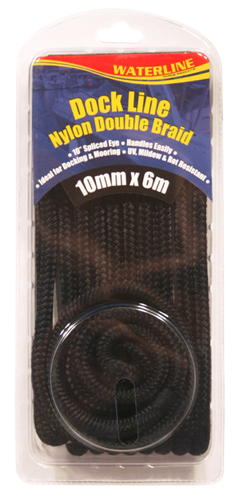 Black double braid nylon docking rope