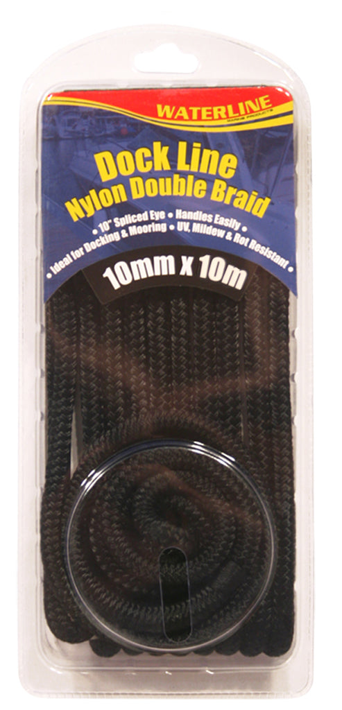 Black double braid nylon docking rope