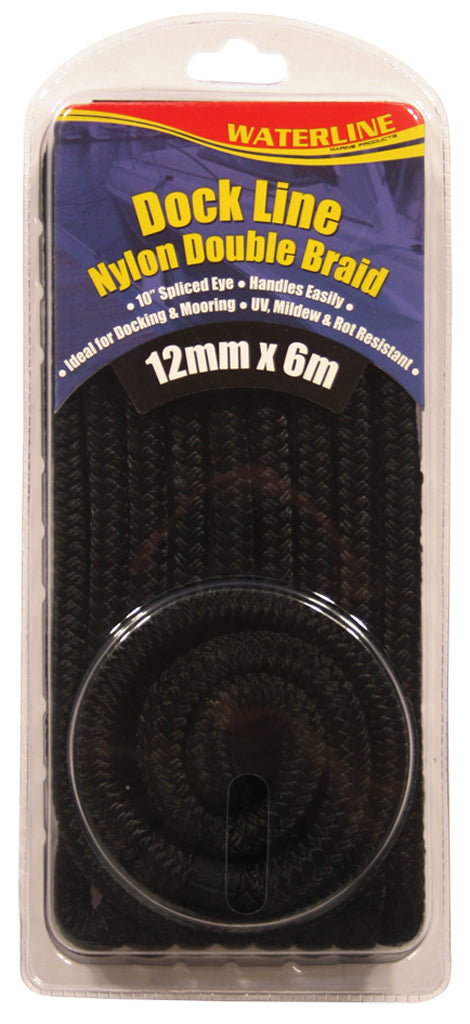 Black double braid nylon docking rope