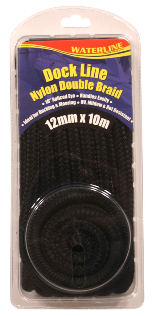 Black double braid nylon docking rope