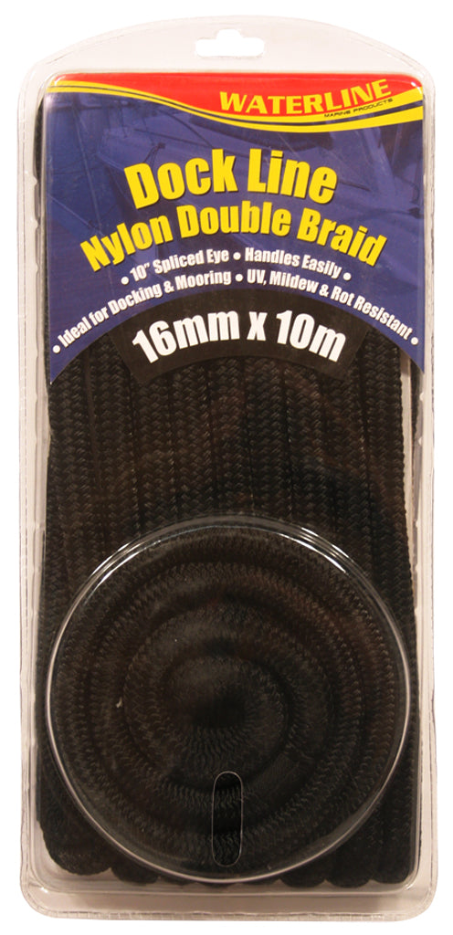 Black double braid nylon docking rope