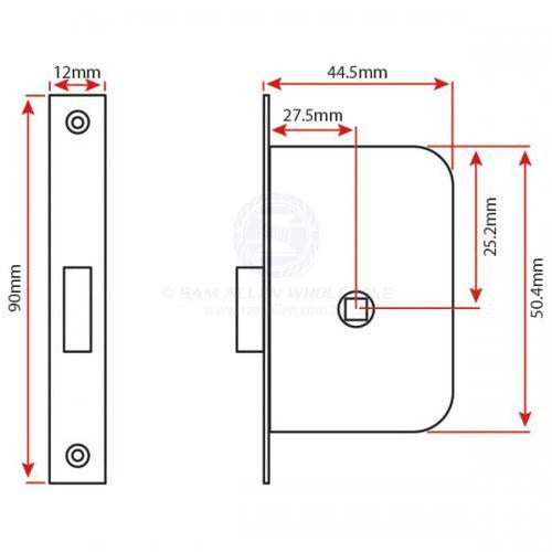 DOOR LOCK - CABIN S TYPE HANDLE STAINLESS STEEL
