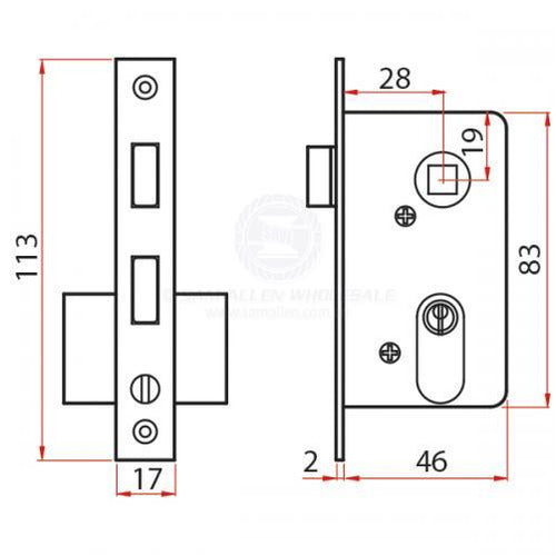 Door Lock - Mortise Diecast Brass