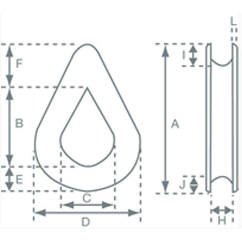 Allen 3mm stainless steel teardrop thimble