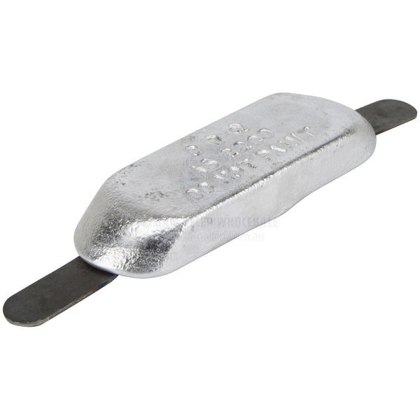 Anode alloy block oval with strap 245 x 75 x 32mm