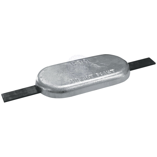 Anode zinc block oval with strap 250 x 125 x 38mm