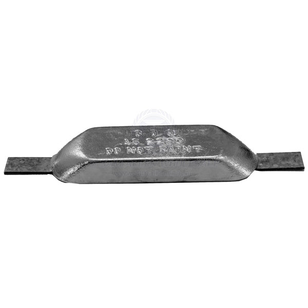 Anode zinc block oval with strap 250 x 75 x 32mm