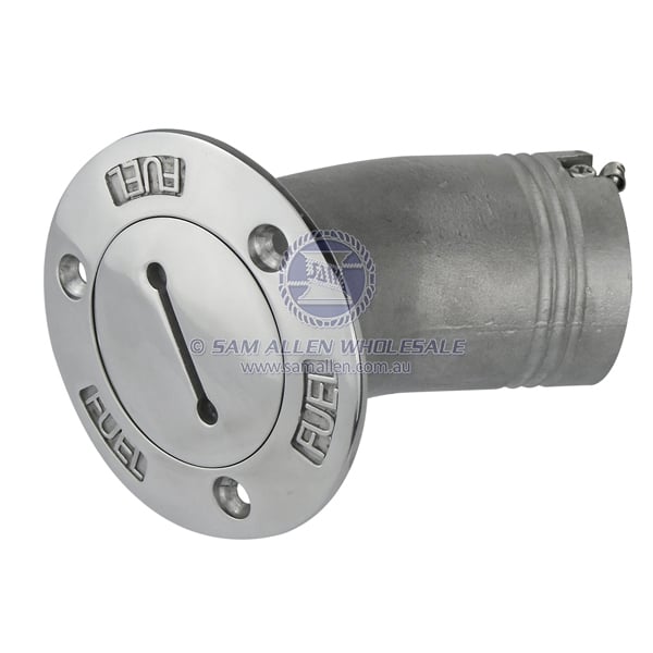 Deck filler 316G cast SS 30° flush suit 2 ID hose marked fuel | Sam Allen