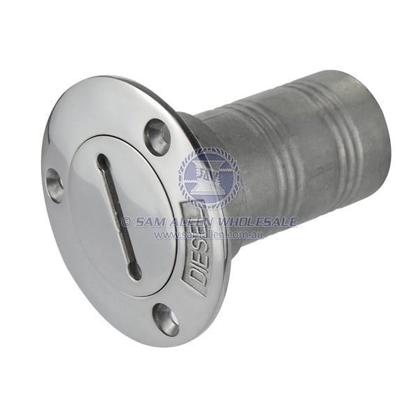 Deck filler 316G cast SS straight flush 1-1/2 ID hose marked diesel | Sam Allen