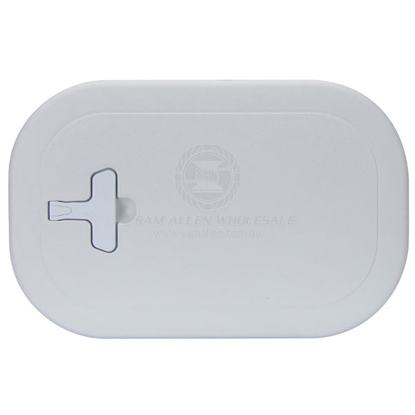Hatch access Jim Black white Saralon removable lid 360 x 233mm | Sam Allen